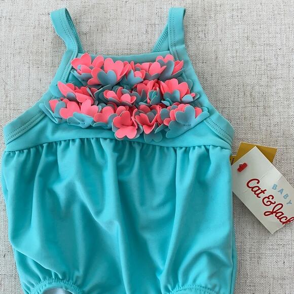 Cat & Jack Blue and Pink Blue Paradise Swimsuit Size 3-6months - Picture 2 of 5